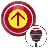 Yellow Circle Directional Arrow Up Red Stripe Shift Knob with M16 x 15 Insert