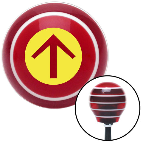 Yellow Circle Directional Arrow Up Red Stripe Shift Knob with M16 x 15 Insert