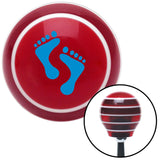 Blue Bare Feet Red Stripe Shift Knob with M16 x 15 Insert