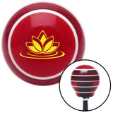 Yellow Hawaiian Flower 6 Red Stripe Shift Knob with M16 x 15 Insert