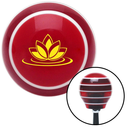 Yellow Hawaiian Flower 6 Red Stripe Shift Knob with M16 x 15 Insert