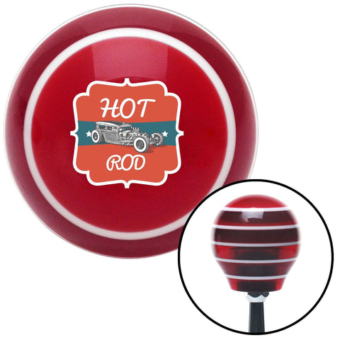 Hot Rod Badge Red Stripe Shift Knob with M16 x 15 Insert