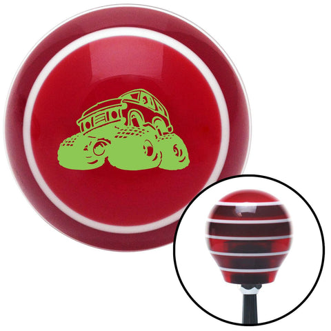Green Monster Truck Red Stripe Shift Knob with M16 x 15 Insert
