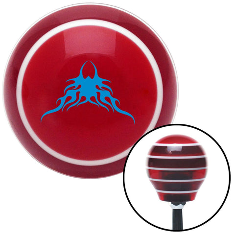 Blue Large Tribal Flames Red Stripe Shift Knob with M16 x 15 Insert