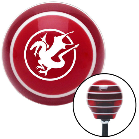 White  Dragon in a Circle Red Stripe Shift Knob with M16 x 15 Insert