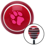 Pink Paw Print Red Stripe Shift Knob with M16 x 15 Insert