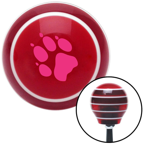 Pink Paw Print Red Stripe Shift Knob with M16 x 15 Insert