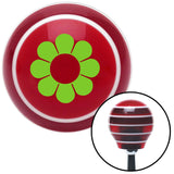 Green Hawaiian Flower 4 Red Stripe Shift Knob with M16 x 15 Insert