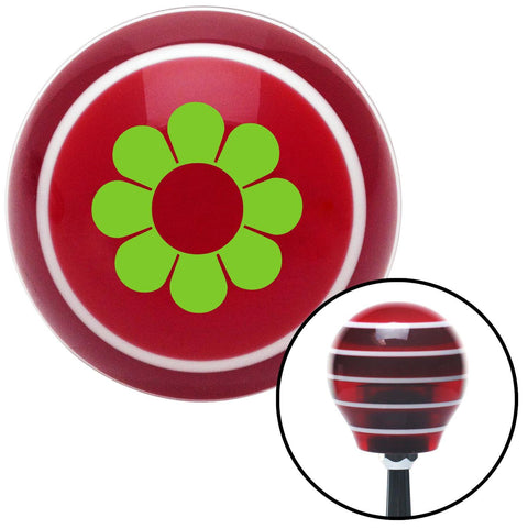 Green Hawaiian Flower 4 Red Stripe Shift Knob with M16 x 15 Insert
