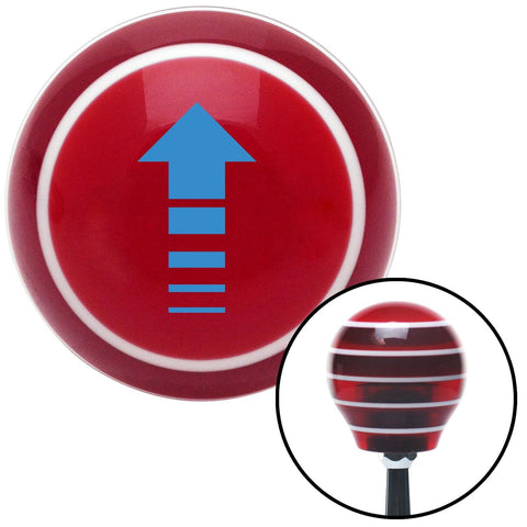 Blue Broken Directional Arrow Up Red Stripe Shift Knob with M16 x 15 Insert