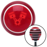 Red 2 Pistons Red Stripe Shift Knob with M16 x 15 Insert