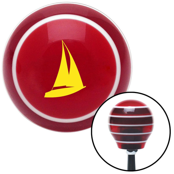Yellow Sail Boat Red Stripe Shift Knob with M16 x 15 Insert