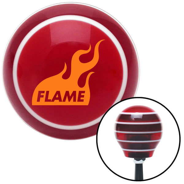 Orange Flame Icon Red Stripe Shift Knob with M16 x 15 Insert