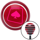 Pink Spade on a Card Red Stripe Shift Knob with M16 x 15 Insert
