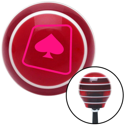 Pink Spade on a Card Red Stripe Shift Knob with M16 x 15 Insert