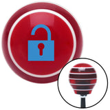 Blue Unlocked Symbol Red Stripe Shift Knob with M16 x 15 Insert