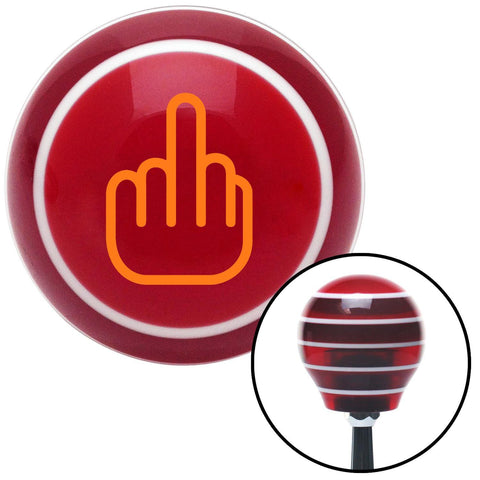 Orange Smooth Middle Finger Red Stripe Shift Knob with M16 x 15 Insert