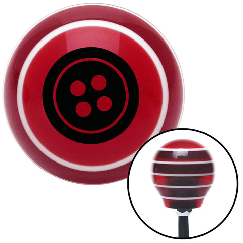 Black Four Hole Button Red Stripe Shift Knob with M16 x 15 Insert