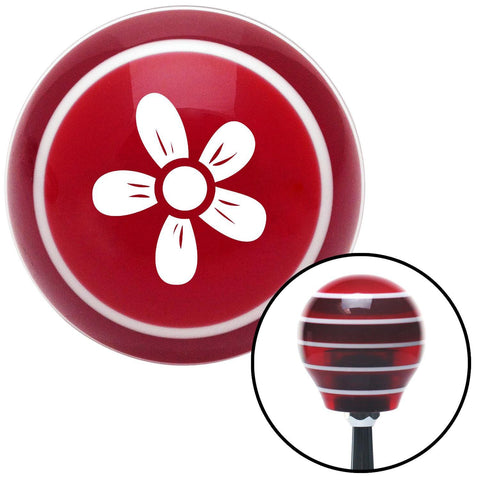 White Hawaiian Flower 2 Red Stripe Shift Knob with M16 x 15 Insert