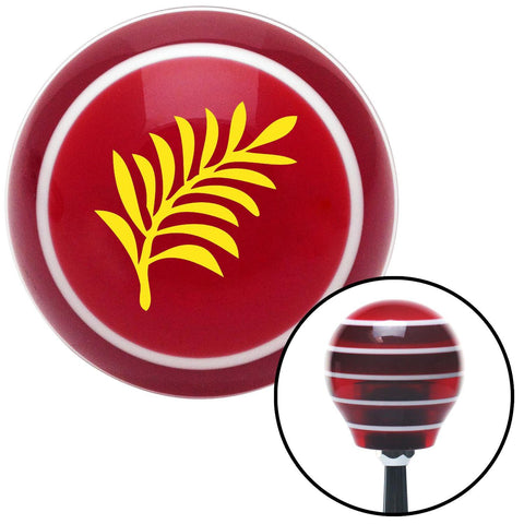 Yellow Hawaiian Leaf 3 Red Stripe Shift Knob with M16 x 15 Insert