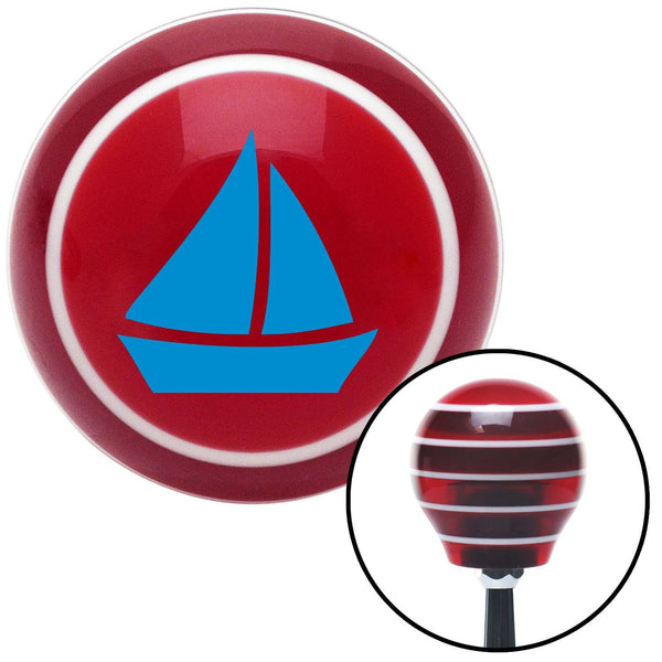 Blue Sail Boat 2 Red Stripe Shift Knob with M16 x 15 Insert