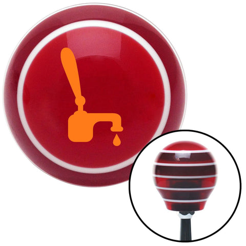 Orange Tap w a Drip Red Stripe Shift Knob with M16 x 15 Insert