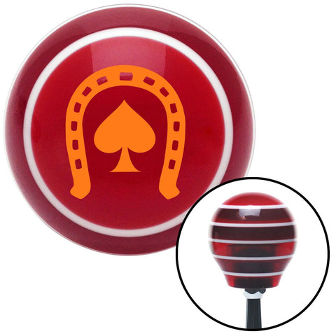 Orange Horseshoe Over Spade Red Stripe Shift Knob with M16 x 15 Insert