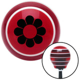Black Hawaiian Flower 4 Red Stripe Shift Knob with M16 x 15 Insert