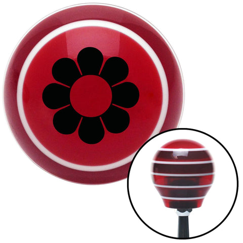 Black Hawaiian Flower 4 Red Stripe Shift Knob with M16 x 15 Insert