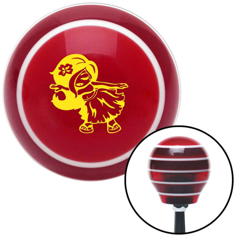 Yellow Anime Hula Girl Red Stripe Shift Knob with M16 x 15 Insert