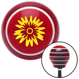 Yellow Hawaiian Flower 3 Red Stripe Shift Knob with M16 x 15 Insert