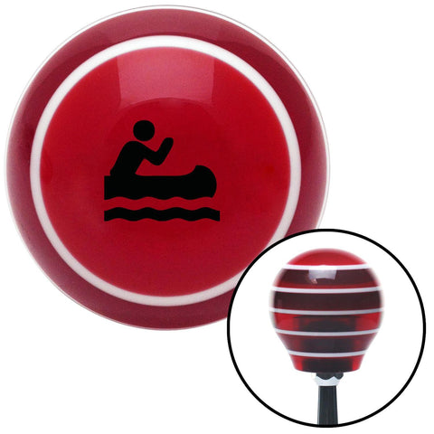 Black Guy Paddling Canoe Red Stripe Shift Knob with M16 x 15 Insert