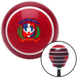 Dominican Coat of Arms Red Stripe Shift Knob with M16 x 15 Insert