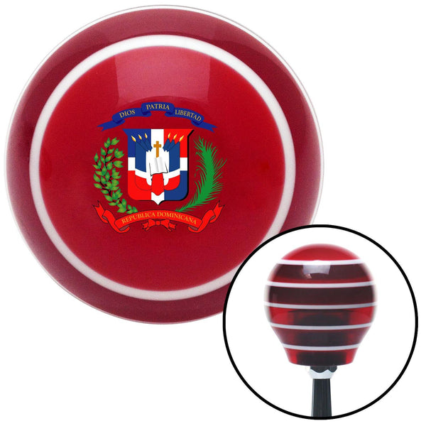 Dominican Coat of Arms Red Stripe Shift Knob with M16 x 15 Insert