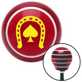 Yellow Horseshoe Over Spade Red Stripe Shift Knob with M16 x 15 Insert
