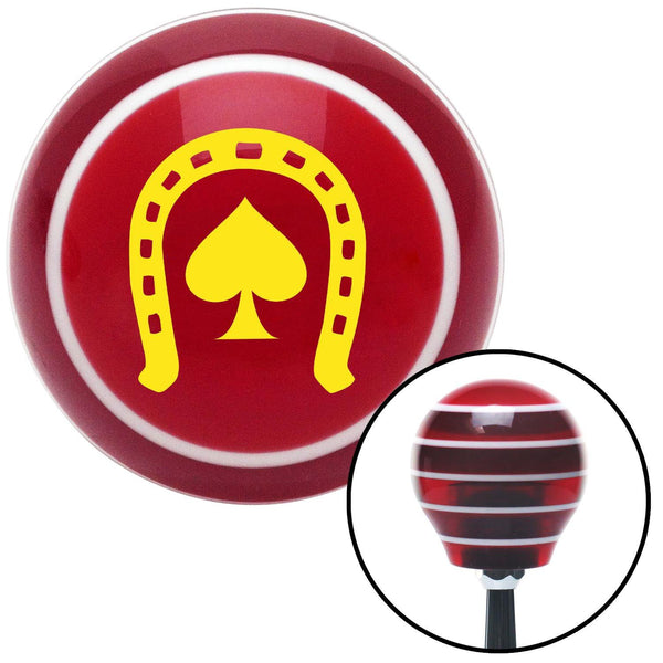 Yellow Horseshoe Over Spade Red Stripe Shift Knob with M16 x 15 Insert