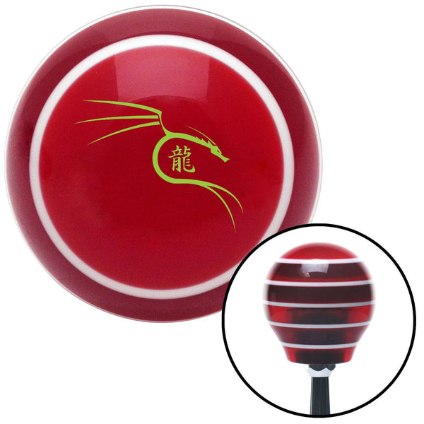Green Dragon Symbol Red Stripe Shift Knob with M16 x 15 Insert