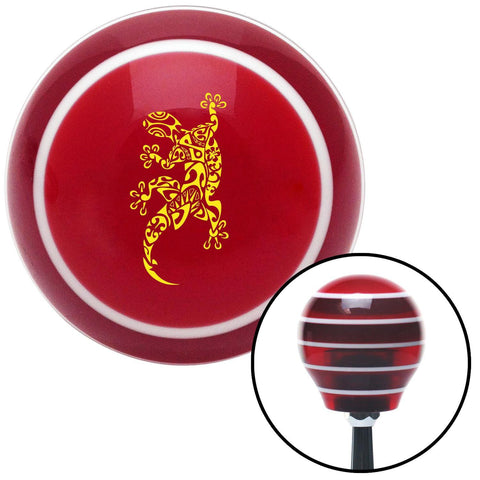 Yellow Abstract Gecko Red Stripe Shift Knob with M16 x 15 Insert