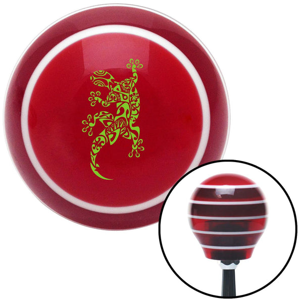 Green Abstract Gecko Red Stripe Shift Knob with M16 x 15 Insert