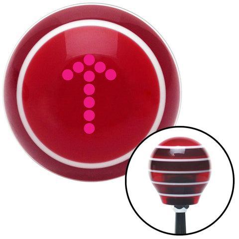 Pink Dotted Directional Arrow Up Red Stripe Shift Knob with M16 x 15 Insert