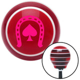 Pink Horseshoe Over Spade Red Stripe Shift Knob with M16 x 15 Insert