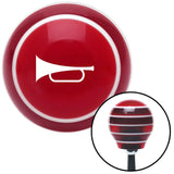 White Horn Trumpet Red Stripe Shift Knob with M16 x 15 Insert
