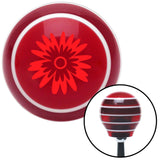 Red Hawaiian Flower 3 Red Stripe Shift Knob with M16 x 15 Insert