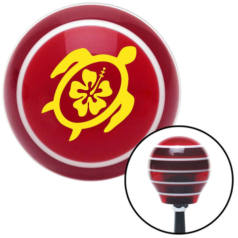 Yellow Turtle w Flower Red Stripe Shift Knob with M16 x 15 Insert