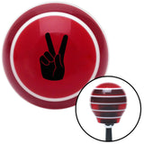 Black Hand Making Peace Sign Red Stripe Shift Knob with M16 x 15 Insert
