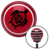 Black Turtle w Flower Red Stripe Shift Knob with M16 x 15 Insert
