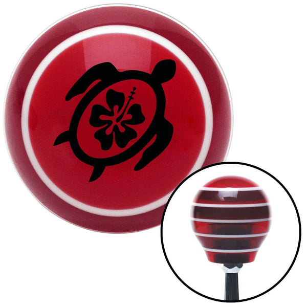 Black Turtle w Flower Red Stripe Shift Knob with M16 x 15 Insert