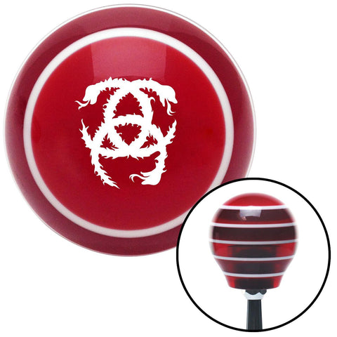 White Heraldic Snakes Red Stripe Shift Knob with M16 x 15 Insert