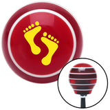 Yellow Bare Feet Red Stripe Shift Knob with M16 x 15 Insert