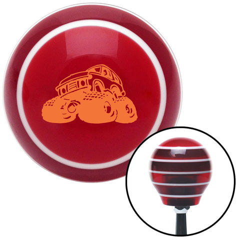 Orange Monster Truck Red Stripe Shift Knob with M16 x 15 Insert